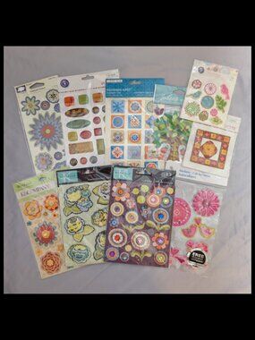118 Scrapbooking Stickers Mixed Lot - Flowers / Botanical